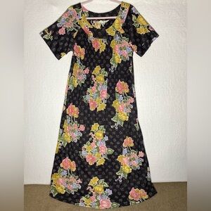 Vintage Sears Hawaiian Lounger Floral Print House Dress Caftan Sz M/L
